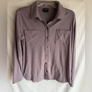 32 Degrees Heat Ladies' Soft  Button Up Long Sleeve Shirt Warm, Purple, M EUC